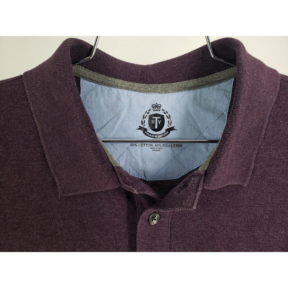 RTY TRADEMARK Mens PIQUE Long Sleeve 2-BUTTON Casual POLO Sz‎ XL Royal Purple